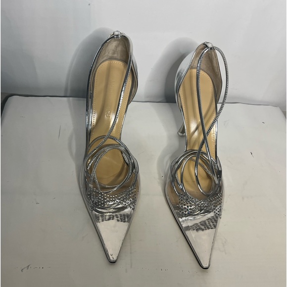Mach & Mach Bow-shaped crystals & PVC detail Pump Clear/Silver SZ 40EU/10US NWOB - Picture 6 of 15